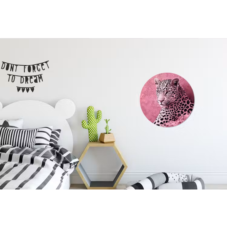 Panter - Luxe - Roze Wandcirkel aluminium klein -kinderkamer