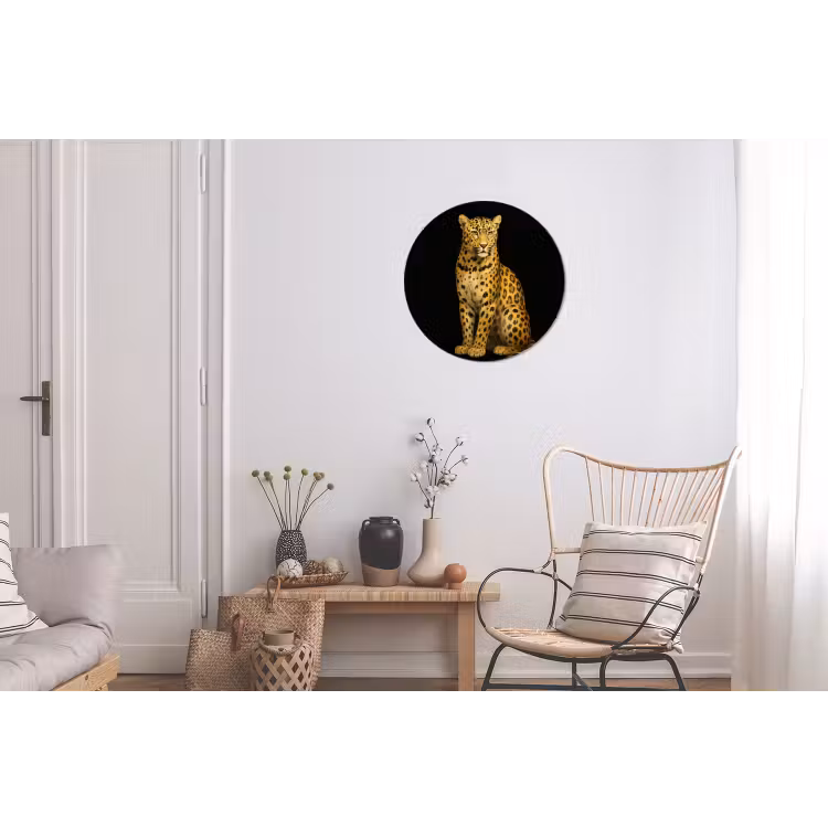 Panter - Realistisch - Bruin Wandcirkel aluminium klein -woonkamer