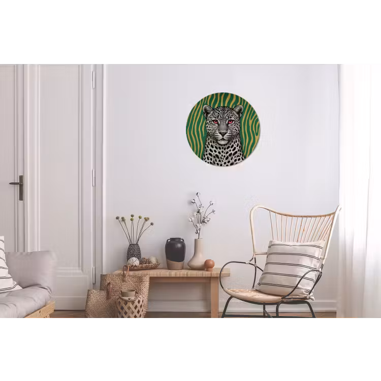 Panter - Zebrapatroon - Groen Wandcirkel aluminium klein -woonkamer