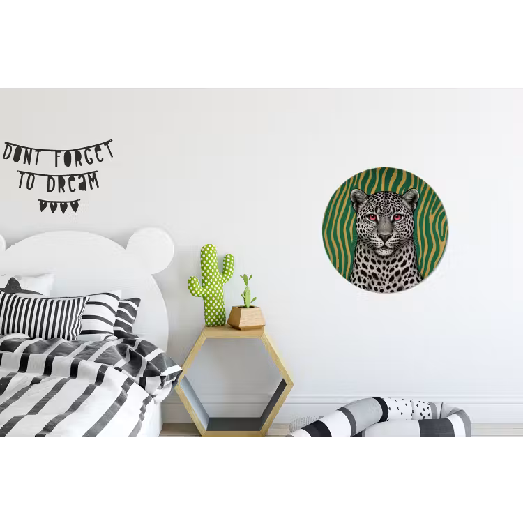 Panter - Zebrapatroon - Groen Wandcirkel aluminium klein -kinderkamer