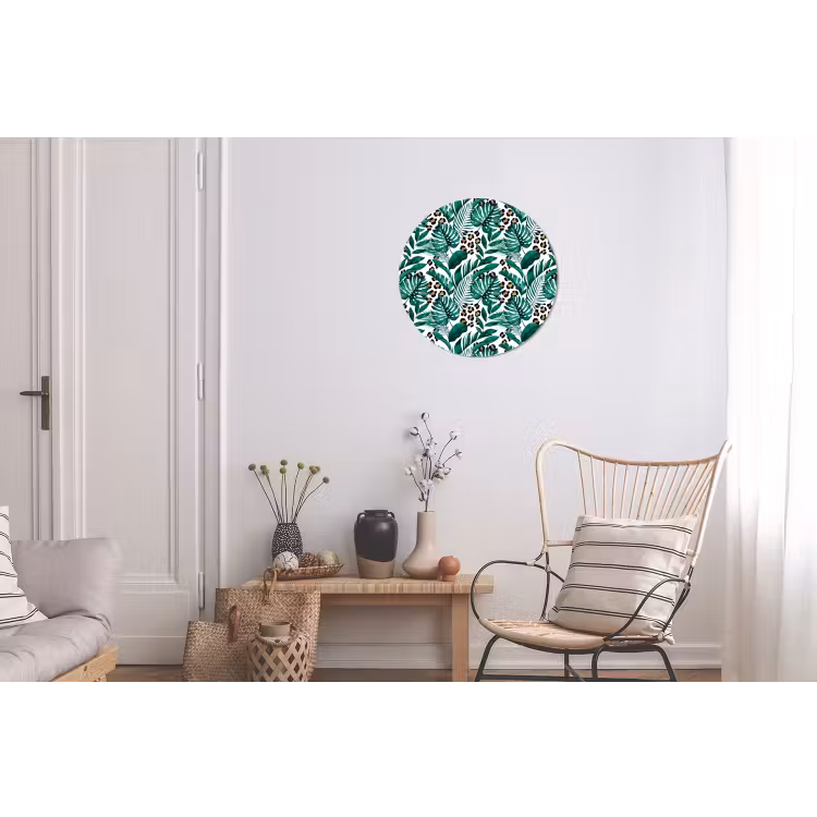 Inductie beschermer - Panterprint - Bladeren - Jungle - Afdekplaat voor kookplaat Wandcirkel aluminium klein -woonkamer