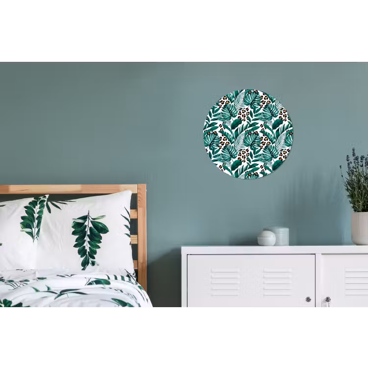 Inductie beschermer - Panterprint - Bladeren - Jungle - Afdekplaat voor kookplaat Wandcirkel aluminium klein -slaapkamer