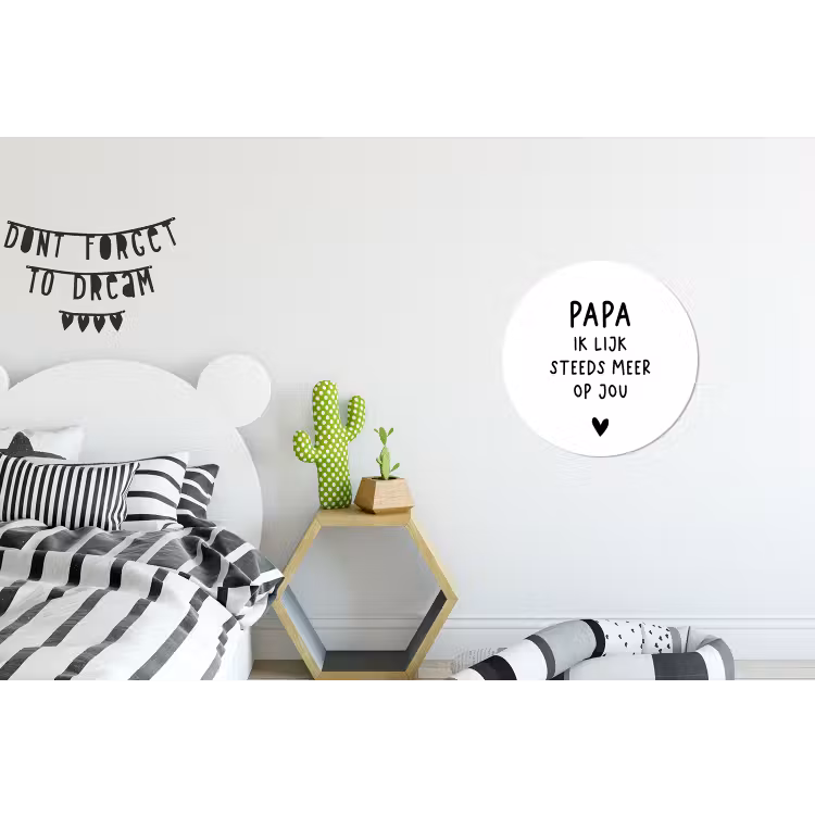 Papa - Spreuken - Stef Bos - Papa ik lijk steeds meer op jou - Quotes Wandcirkel aluminium klein -kinderkamer