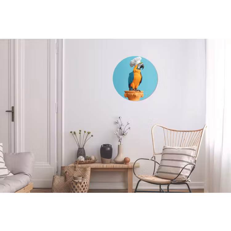 Papegaai - Koksmuts - Grappig - Vogel Wandcirkel aluminium klein -woonkamer