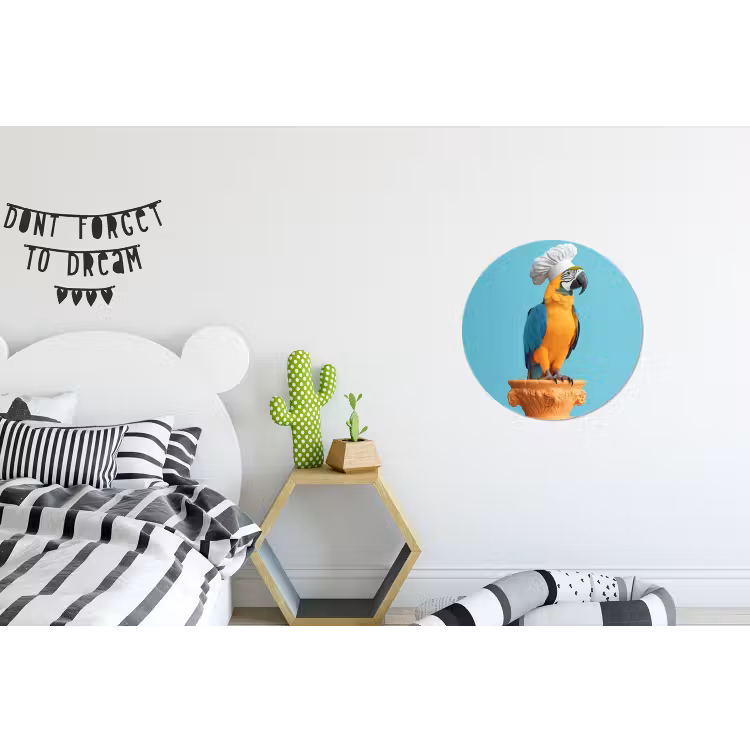 Papegaai - Koksmuts - Grappig - Vogel Wandcirkel aluminium klein -kinderkamer