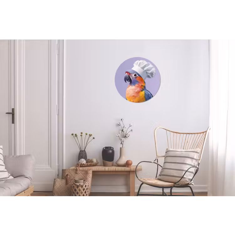 Papegaai - Koksmuts - Paars - Cute Wandcirkel aluminium klein -woonkamer