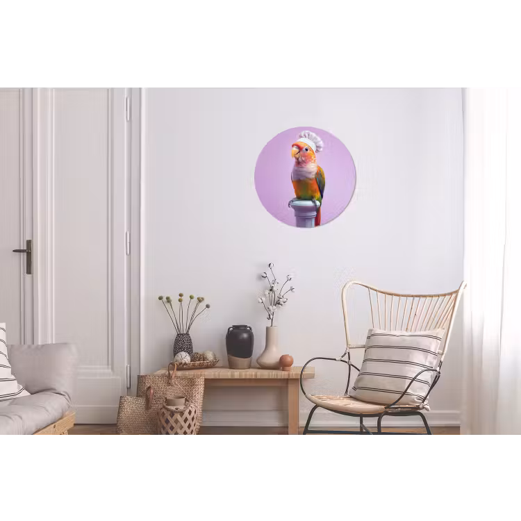 Papegaai - Koksmuts - Pilaar - Vogel Wandcirkel aluminium klein -woonkamer