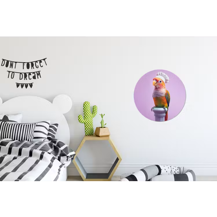 Papegaai - Koksmuts - Pilaar - Vogel Wandcirkel aluminium klein -kinderkamer
