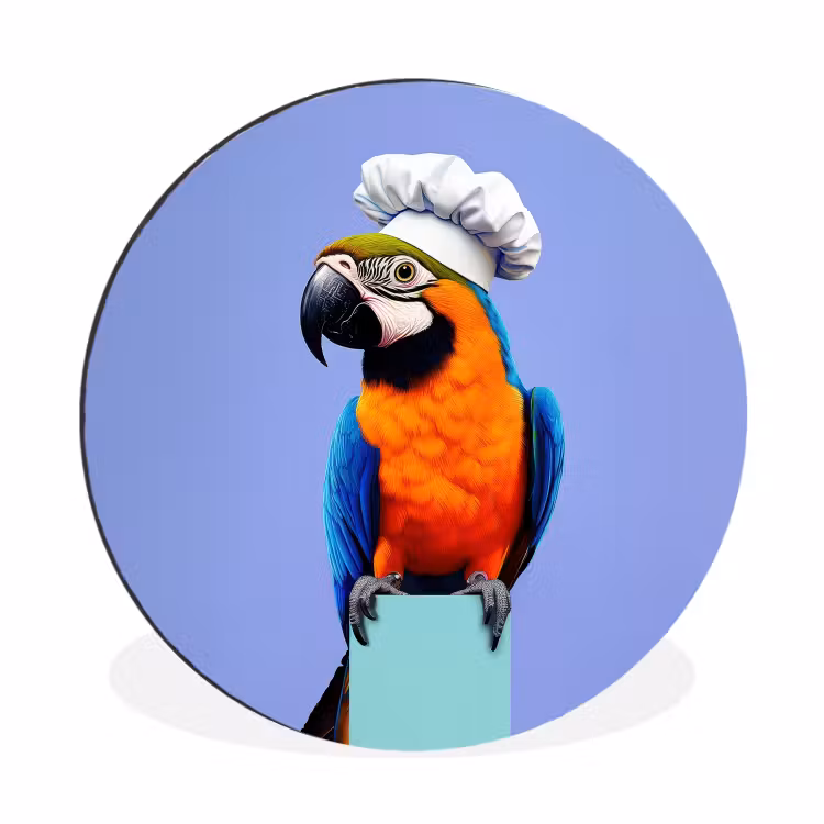 Papegaai - Koksmuts - Vogel - Leuk Wandcirkel aluminium klein -3d