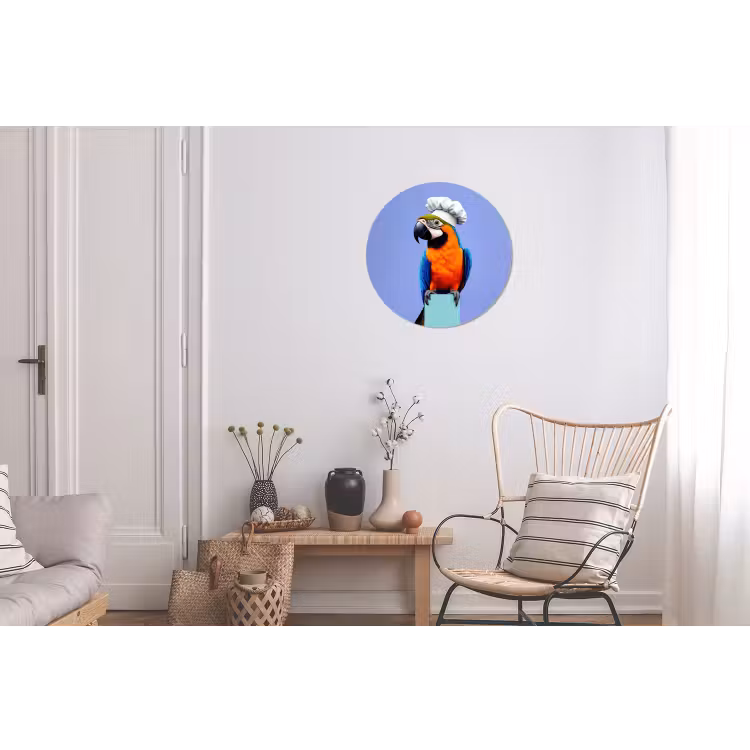 Papegaai - Koksmuts - Vogel - Leuk Wandcirkel aluminium klein -woonkamer