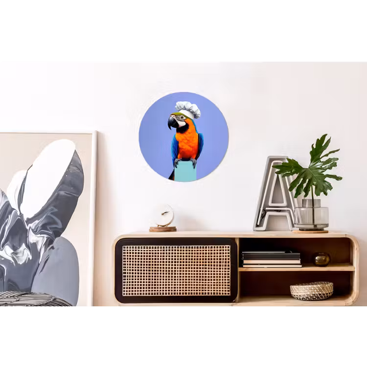 Papegaai - Koksmuts - Vogel - Leuk Wandcirkel aluminium klein -kantoor