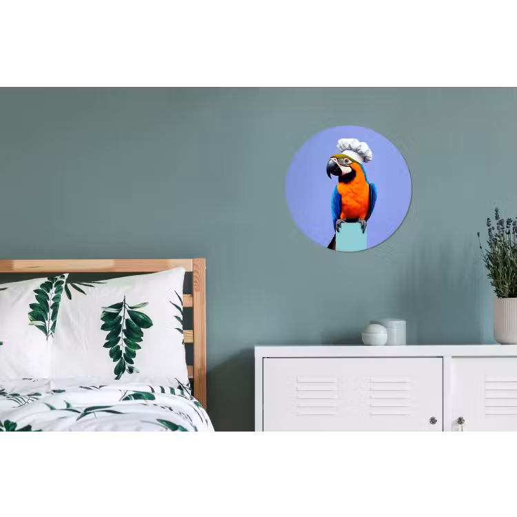 Papegaai - Koksmuts - Vogel - Leuk Wandcirkel aluminium klein -slaapkamer