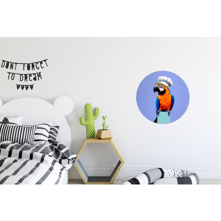 Papegaai - Koksmuts - Vogel - Leuk Wandcirkel aluminium klein -kinderkamer