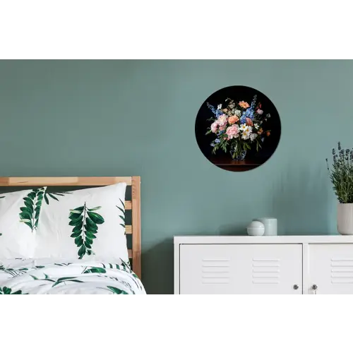 Pastel - Bloemen - Glazen - Vaas Wandcirkel aluminium klein -slaapkamer