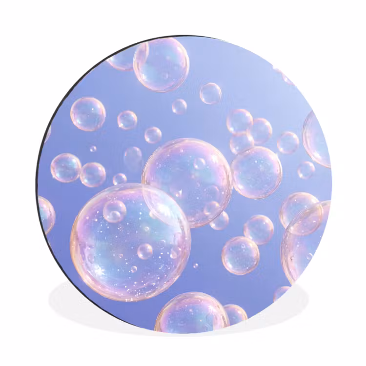 Pastel - Bubbels - Dromerig Wandcirkel aluminium klein -3d