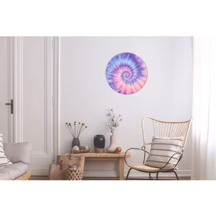 Pasteltinten - Paars - Spiraal - Marmer Wandcirkel aluminium klein -woonkamer