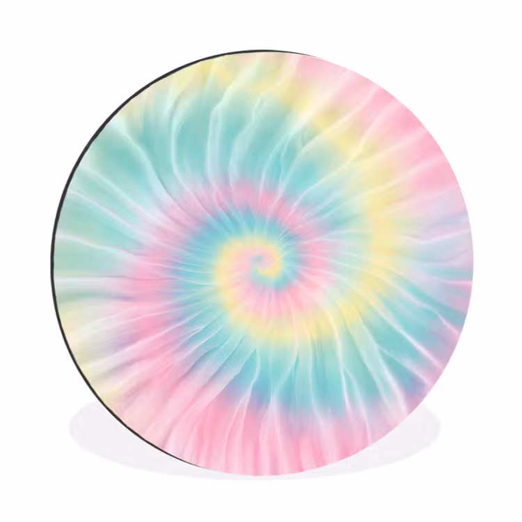 Pasteltinten - Tie dye - Roze Wandcirkel aluminium klein -3d
