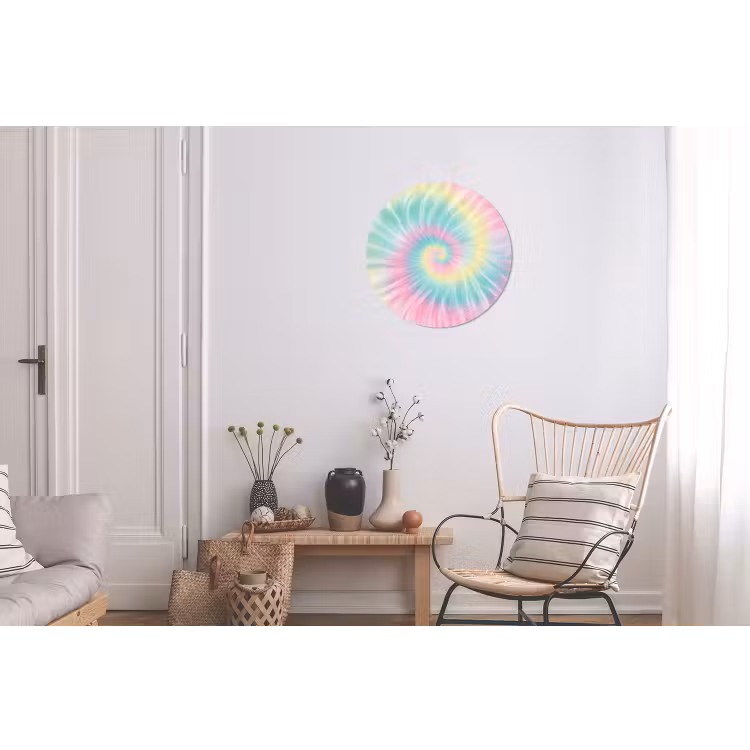 Pasteltinten - Tie dye - Roze Wandcirkel aluminium klein -woonkamer