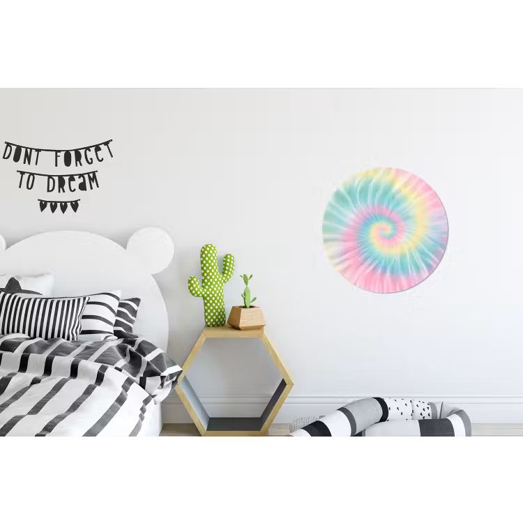 Pasteltinten - Tie dye - Roze Wandcirkel aluminium klein -kinderkamer
