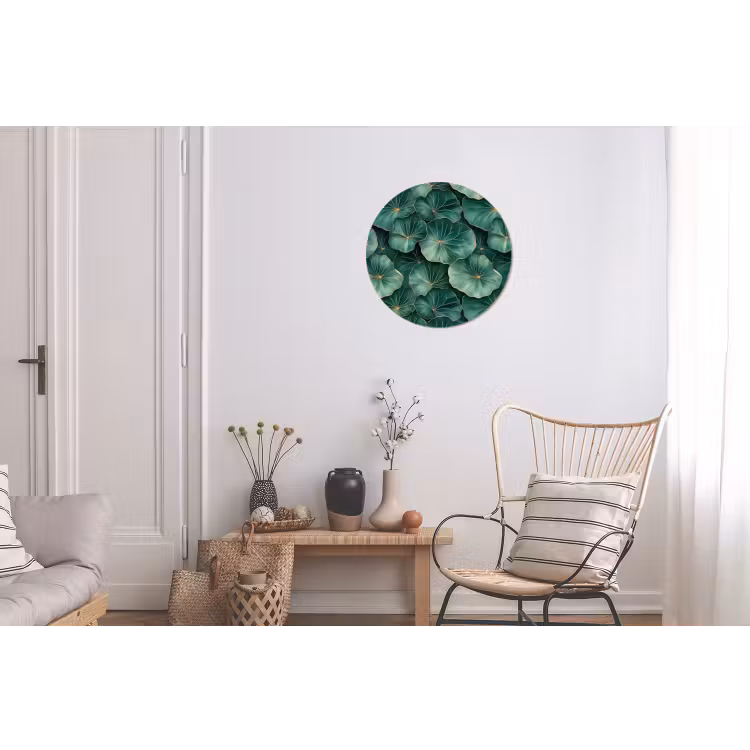 Patroon - Bladeren - Groen Wandcirkel aluminium klein 190 -woonkamer