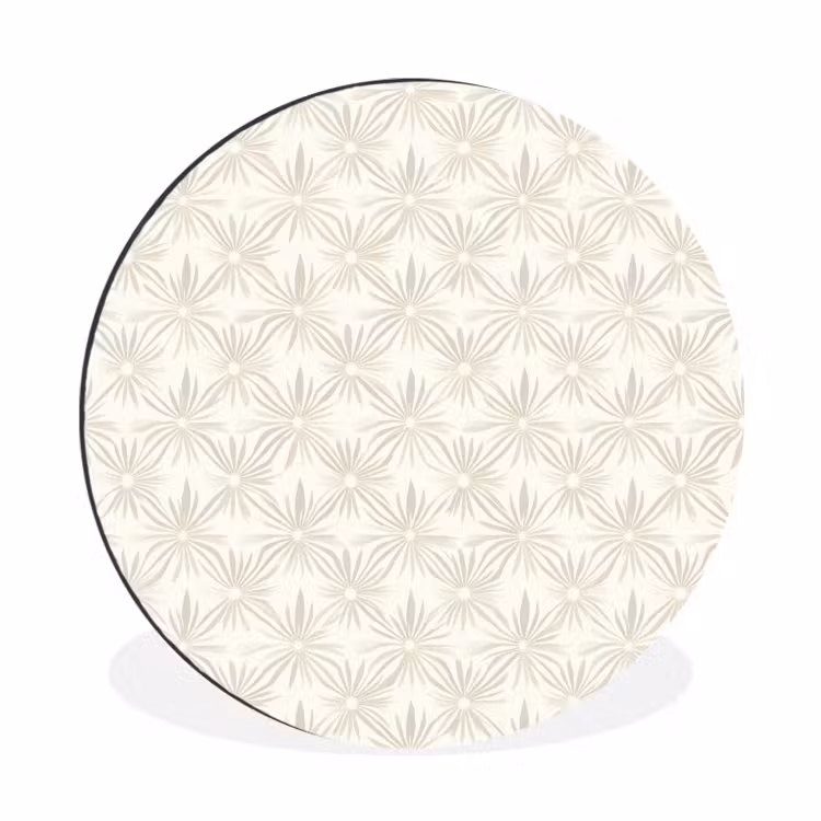 Patroon - Bloemen - Beige Wandcirkel aluminium klein 190 -3d