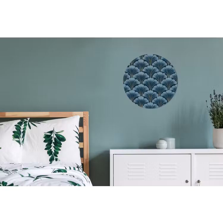 Patroon - Ginkgoblad - Blauw Wandcirkel aluminium klein 190 -slaapkamer