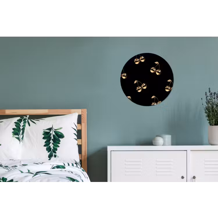 Patroon - Kersen - Goud - Chrome Wandcirkel aluminium klein -slaapkamer