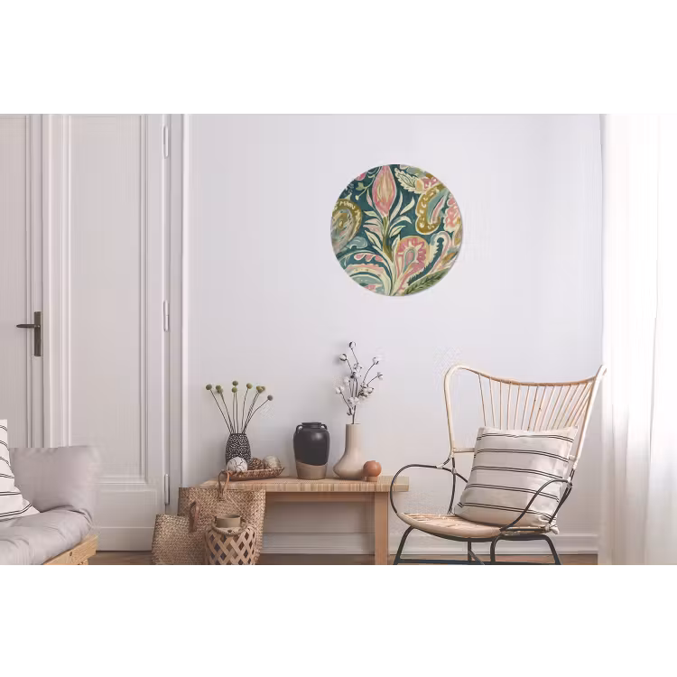 Patroon - Kleurrijk - Sierlijk - Groen Wandcirkel aluminium klein -woonkamer