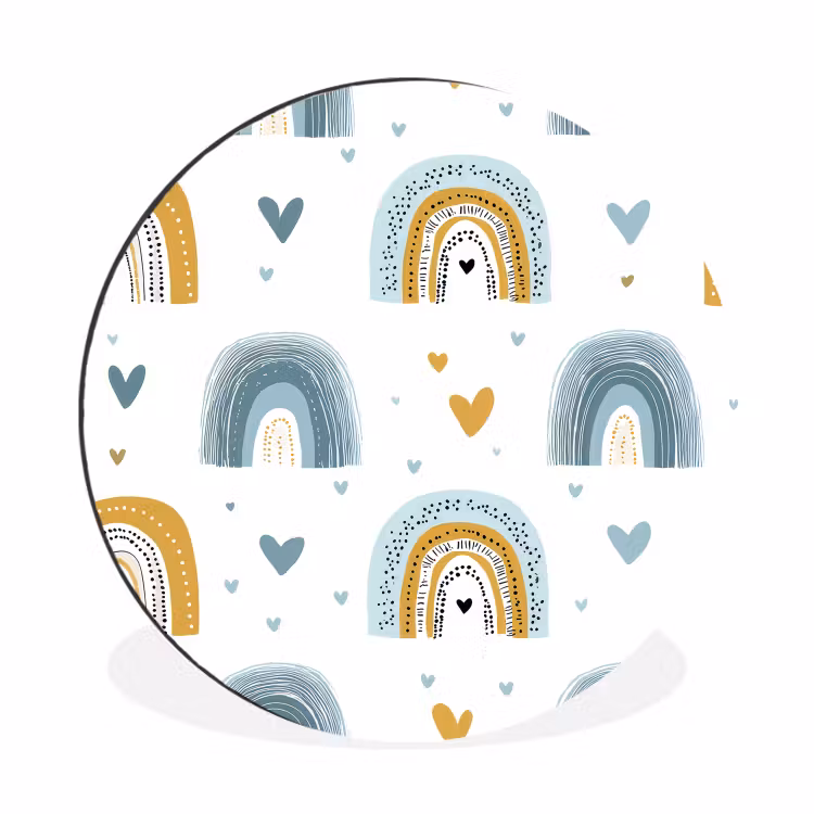 Patroon - Regenboog - Hartjes Wandcirkel aluminium klein -3d