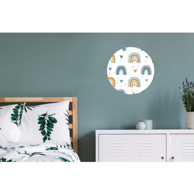 Patroon - Regenboog - Hartjes Wandcirkel aluminium klein -slaapkamer