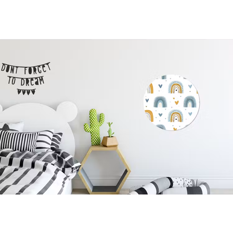 Patroon - Regenboog - Hartjes Wandcirkel aluminium klein -kinderkamer