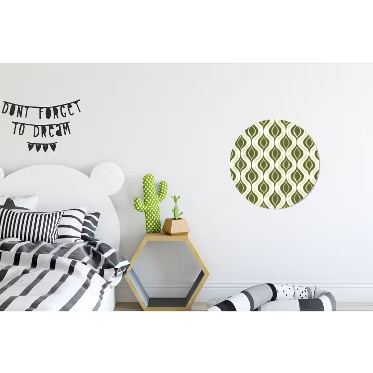 Patroon - Retro - Groen Wandcirkel aluminium klein 190 -kinderkamer