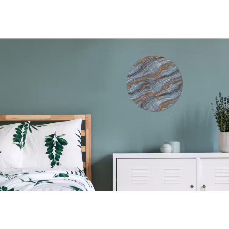 Patroon - Steen - Blauw Wandcirkel aluminium klein 190 -slaapkamer