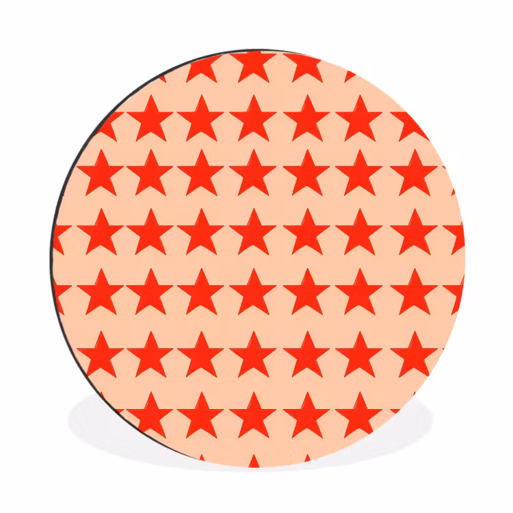 Patroon - Sterren - Rood Wandcirkel aluminium klein 190 -3d