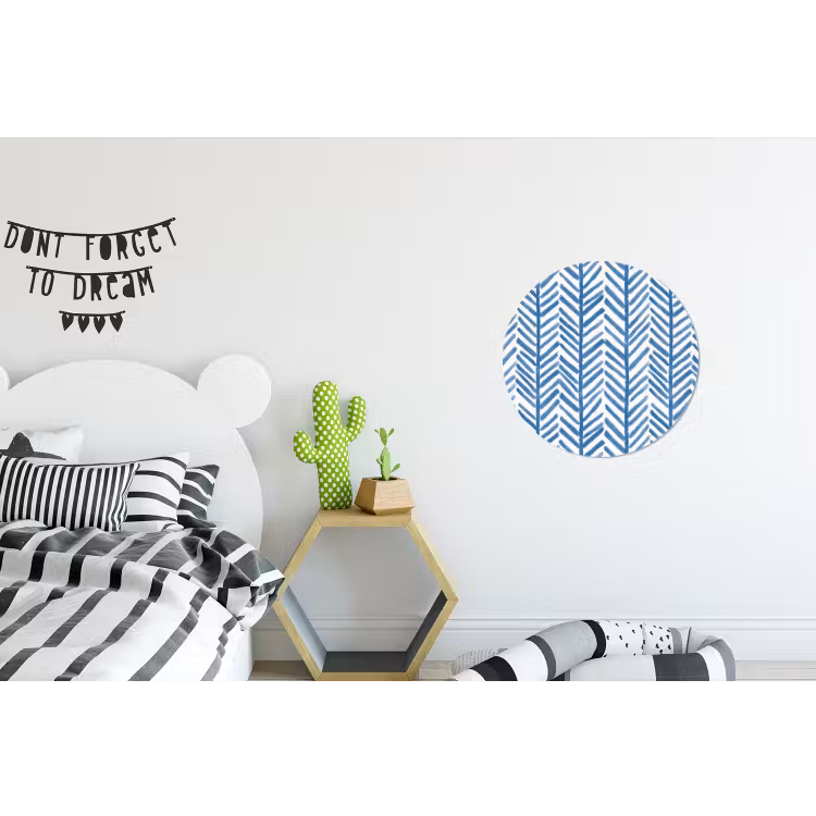 Patroon - Streep - Blauw Wandcirkel aluminium klein 190 -kinderkamer