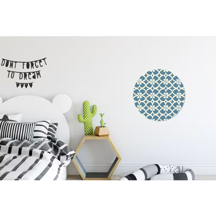 Patroon - Symmetrisch - Blauw Wandcirkel aluminium klein 190 -kinderkamer