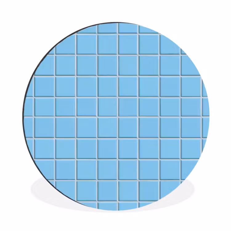 Patroon - Tegel - Pastel - Blauw Wandcirkel aluminium klein 190 -3d