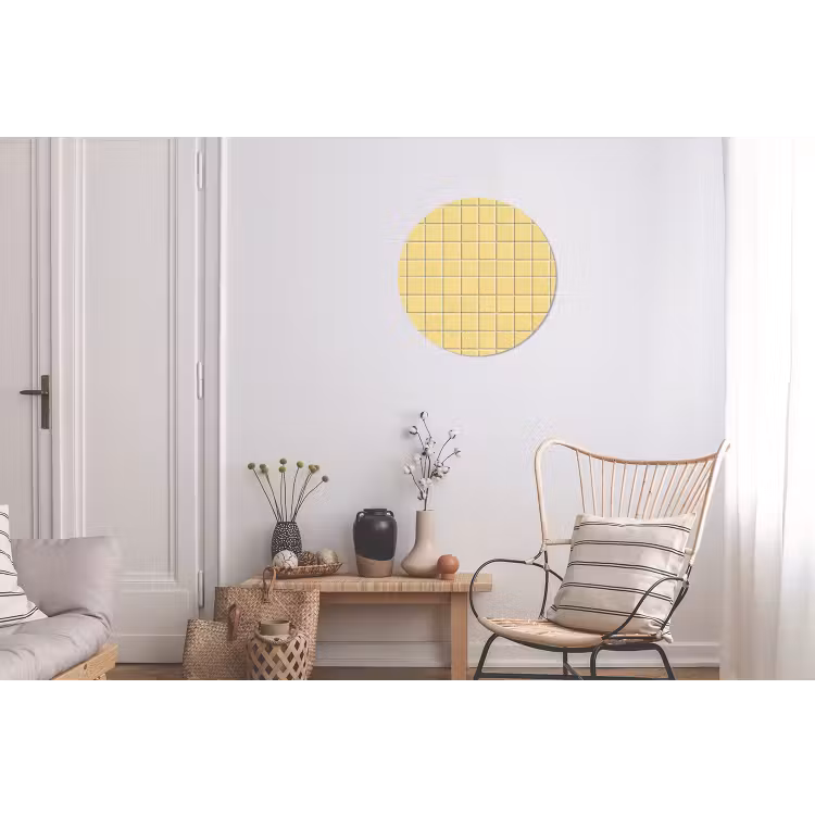 Patroon - Tegels - Geel Wandcirkel aluminium klein 190 -woonkamer