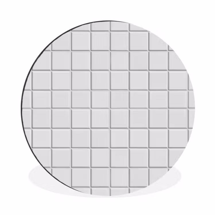 Patroon - Tegels - Grijs - Wit Wandcirkel aluminium klein 190 -3d