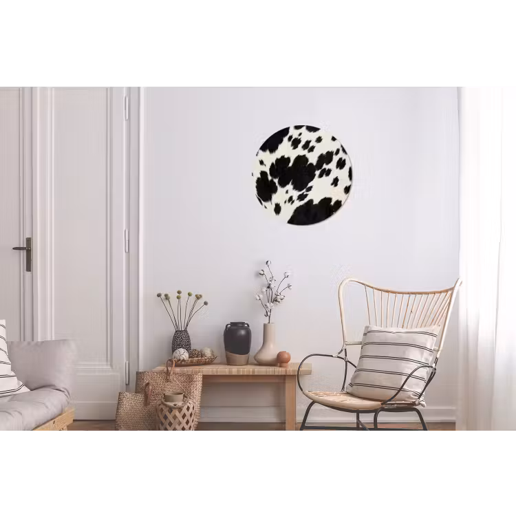 Patroon - Vacht - Zwart - Wit Wandcirkel aluminium klein -woonkamer