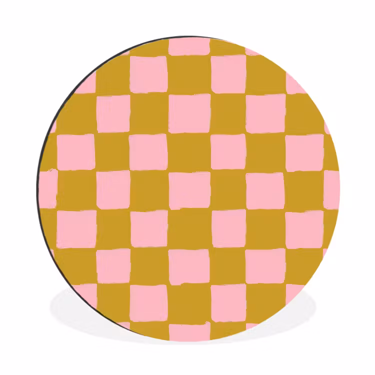 Patroon - Vierkant - Roze Wandcirkel aluminium klein 190 -3d