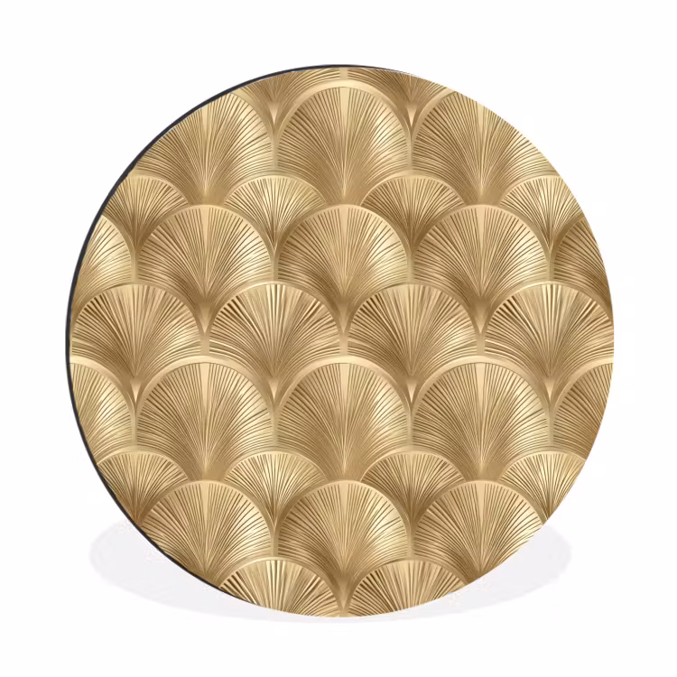 Patroon - Waaier - Goud Wandcirkel aluminium klein 190 -3d