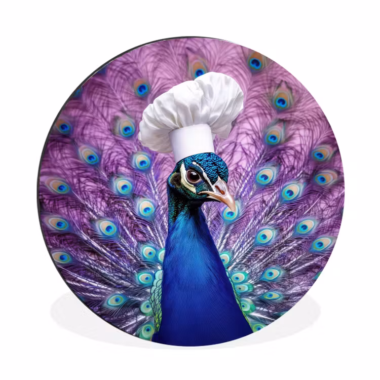 Pauw - Koksmuts - Cool - Paars Wandcirkel aluminium klein -3d