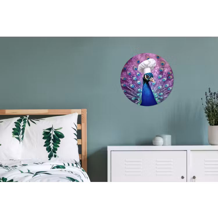 Pauw - Koksmuts - Cool - Paars Wandcirkel aluminium klein -slaapkamer