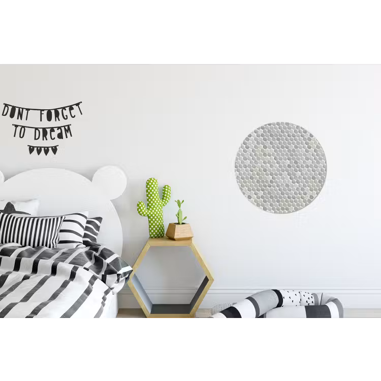 Penny - Mozaïek - Lichtgrijs Wandcirkel aluminium klein 190 -kinderkamer