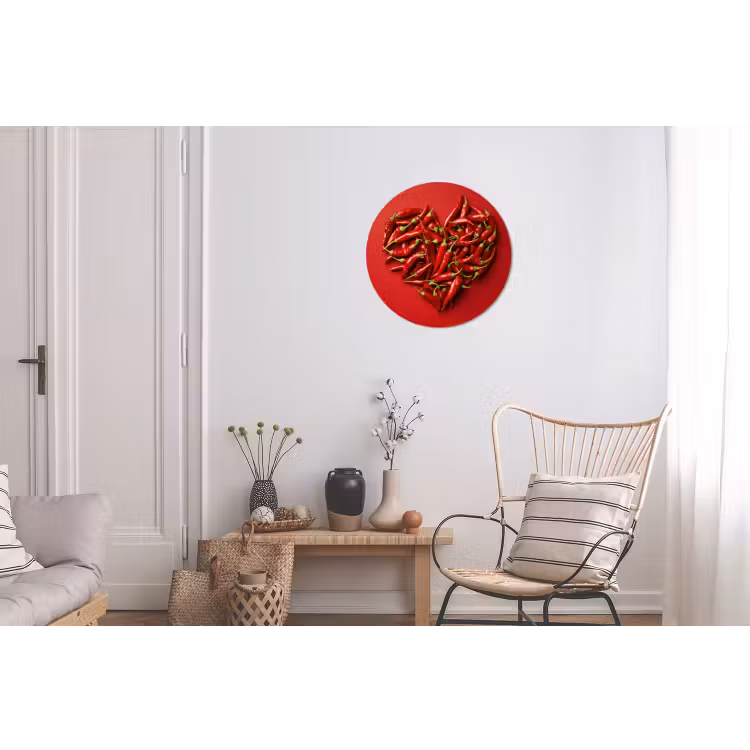 Pepers - Rood - Hart Wandcirkel aluminium klein -woonkamer