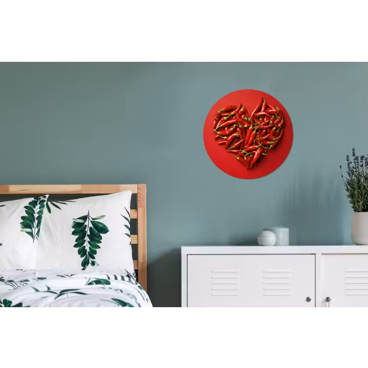 Pepers - Rood - Hart Wandcirkel aluminium klein -slaapkamer