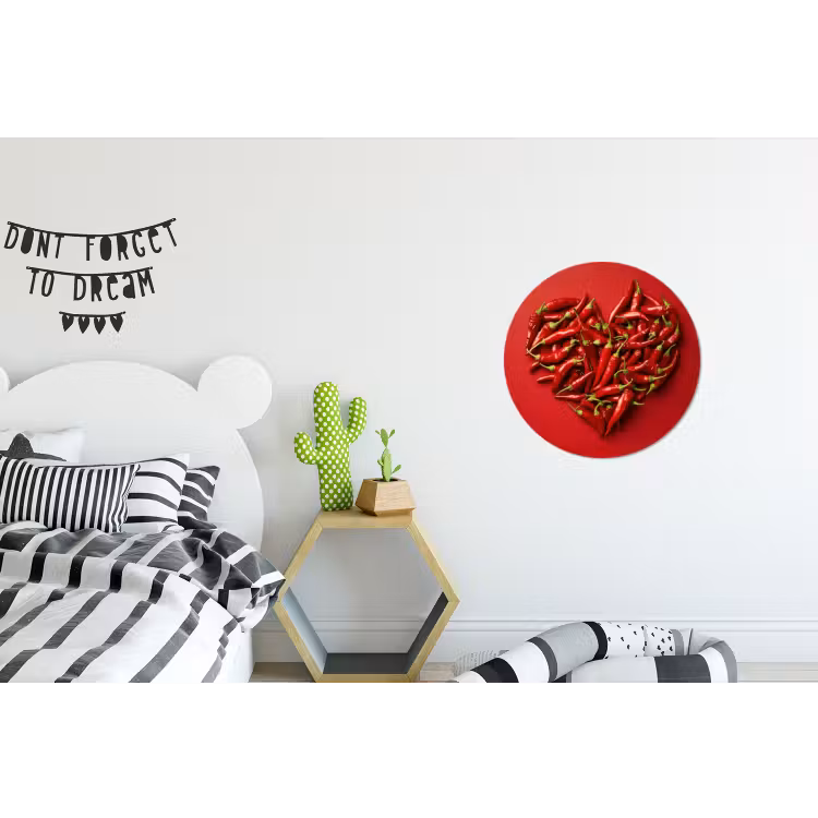 Pepers - Rood - Hart Wandcirkel aluminium klein -kinderkamer