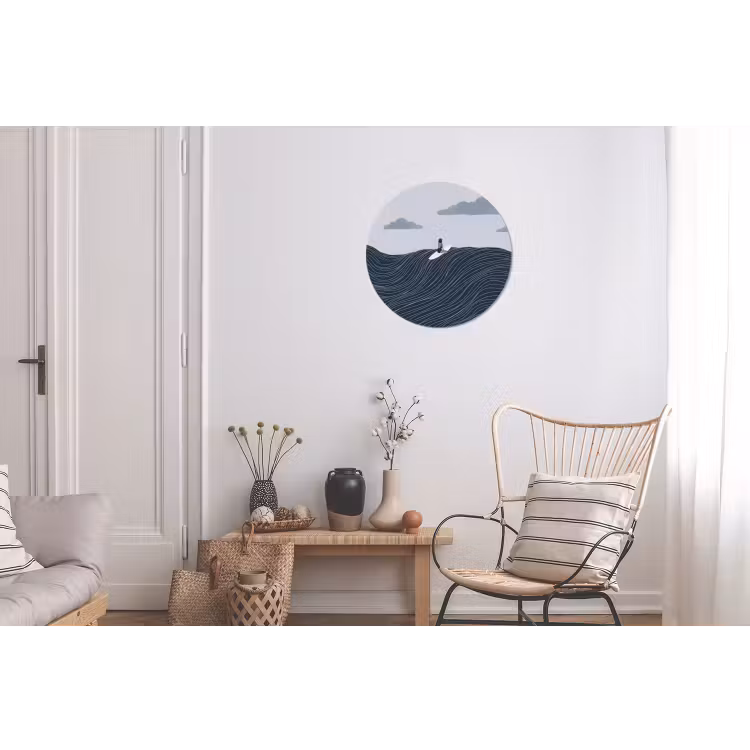 Persoon - Surfen - Oceaan - Natuur - Modern Wandcirkel aluminium klein -woonkamer