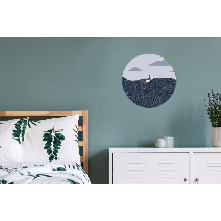 Persoon - Surfen - Oceaan - Natuur - Modern Wandcirkel aluminium klein -slaapkamer